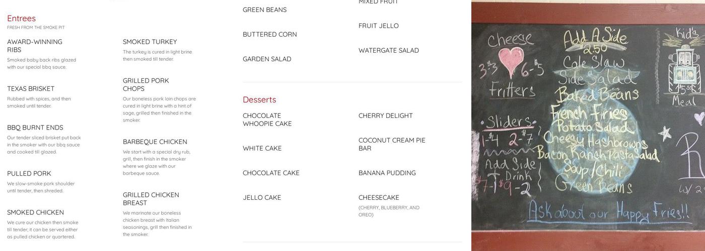 Baker's Smokehouse Menu
