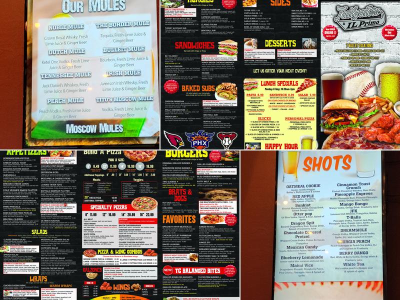 Tailgaters & IL primo Litchfield Menu