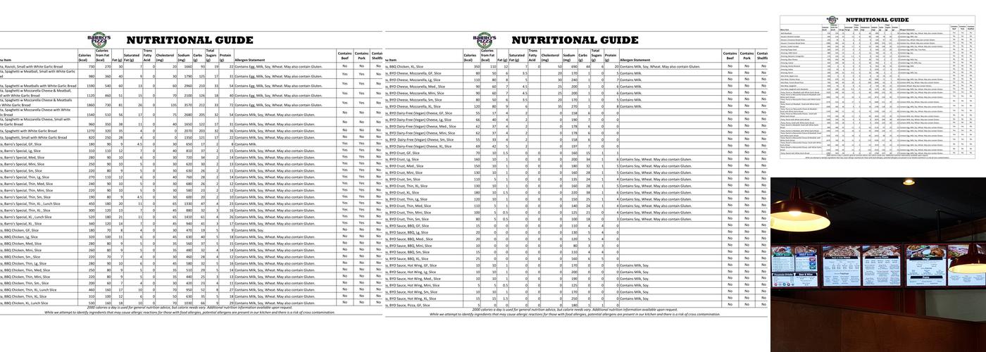 Barro's Pizza Menu