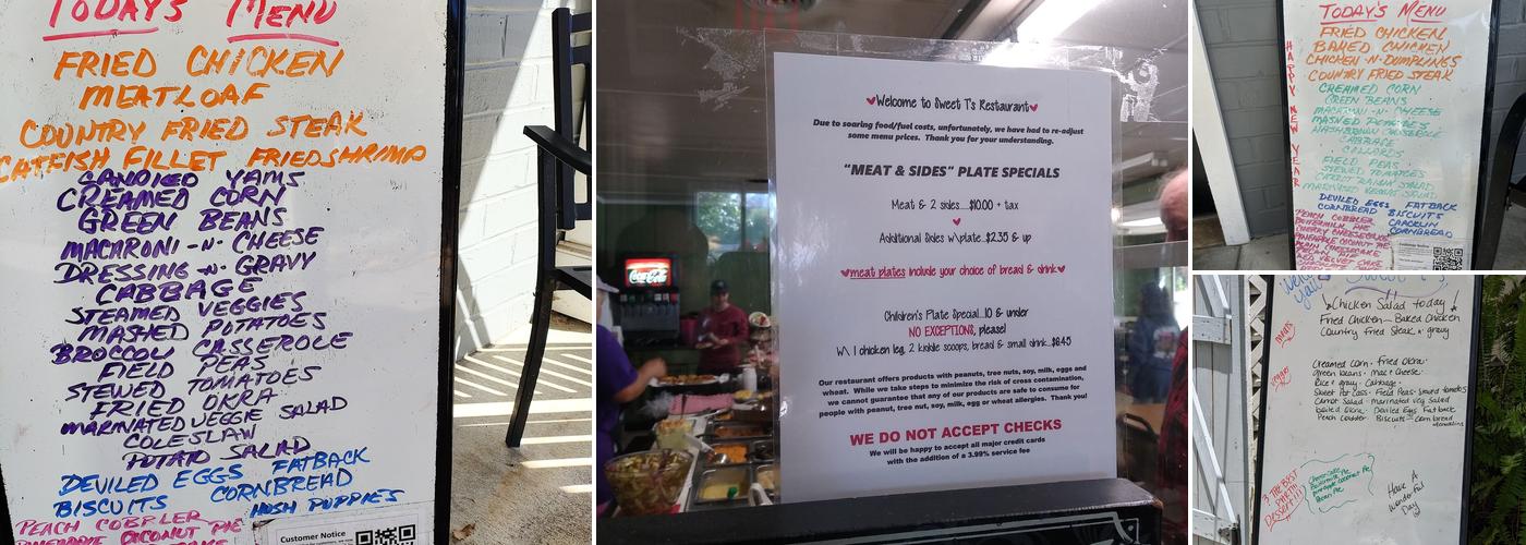 Sweet T's Restaurant Menu