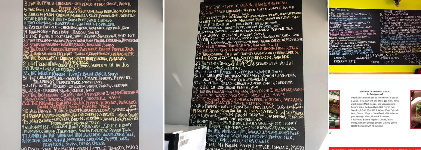 Sandwich Masterz Menu