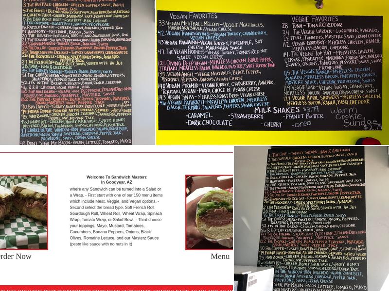 Sandwich Masterz Menu
