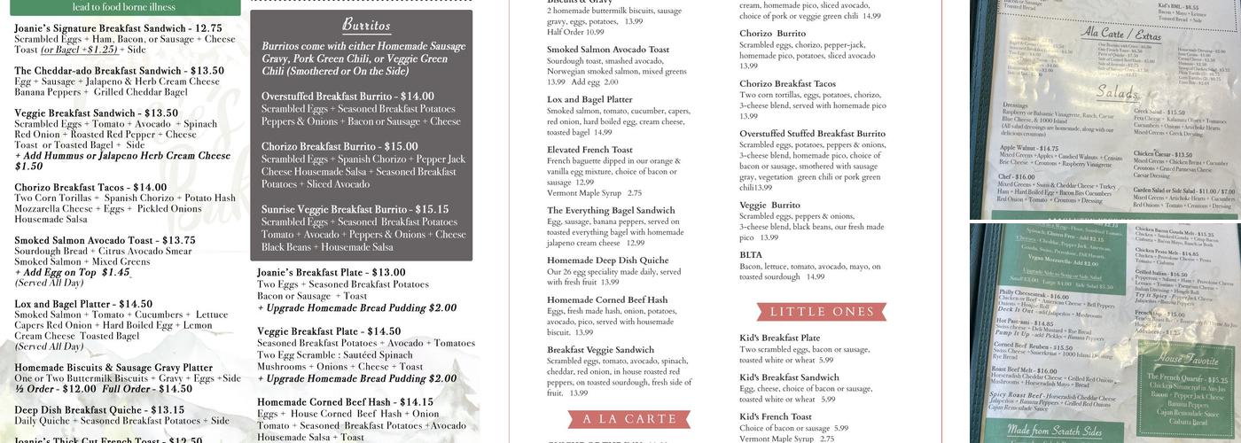 Joanie's Deli and Bakery Menu