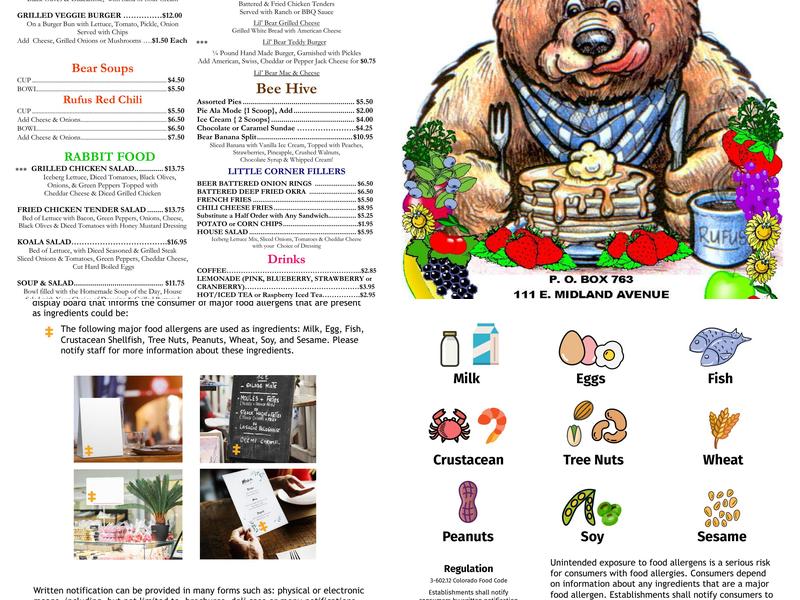 Hungry Bear Menu