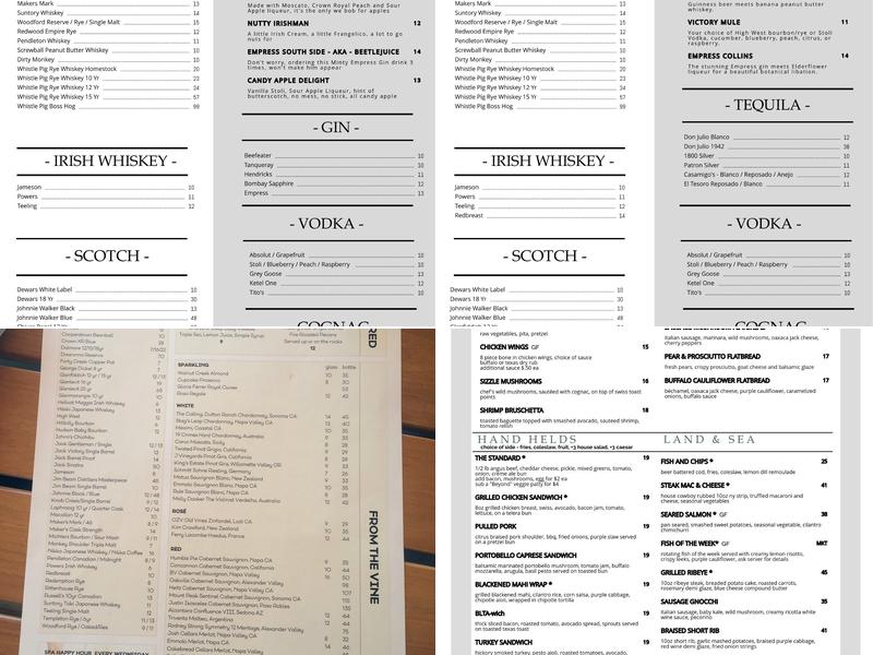 The Vic Bar + Kitchen Menu