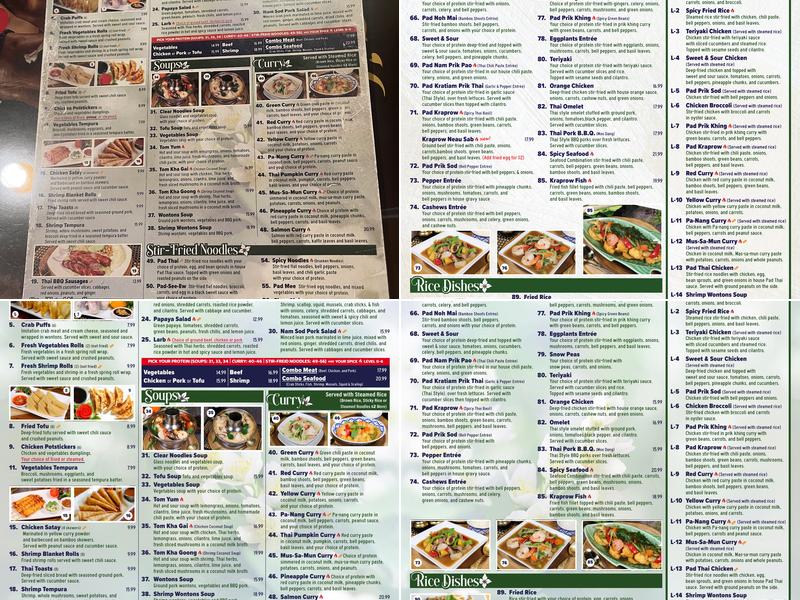 Royal Jasmine Thai Restaurant Menu