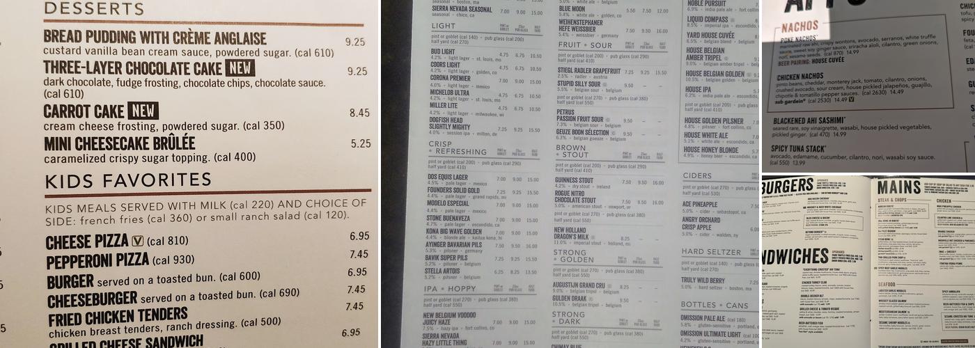 Yard House Menu