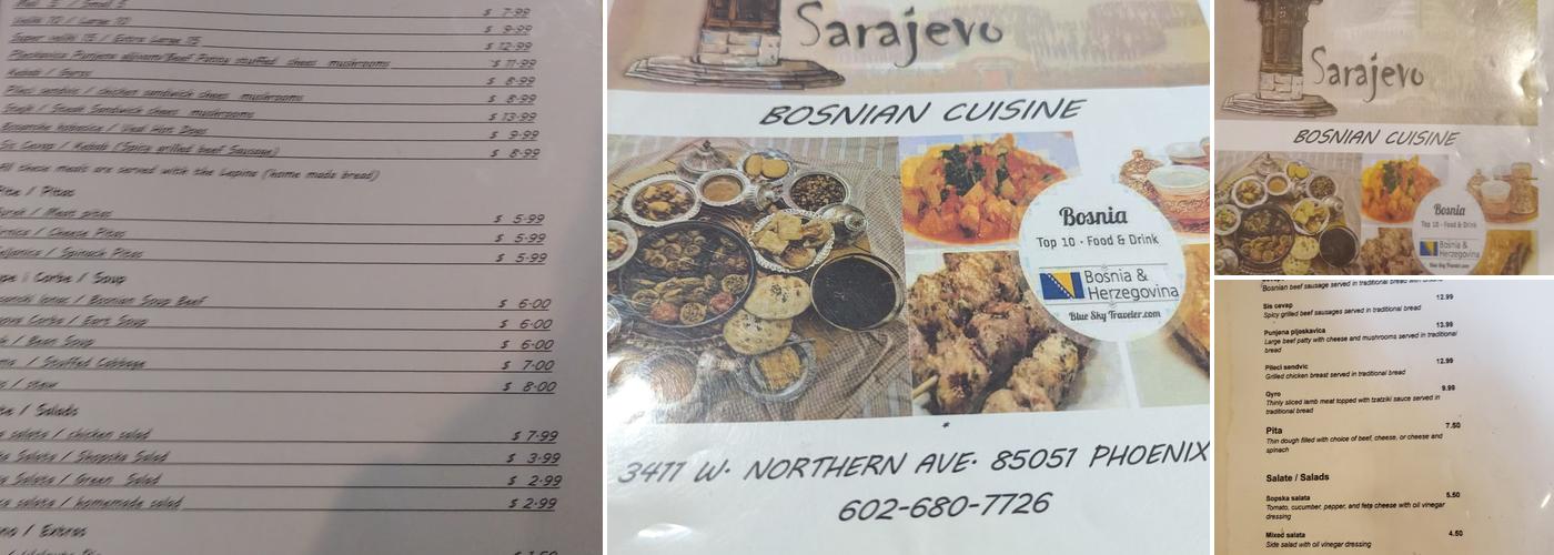Old Town sarajevo Menu