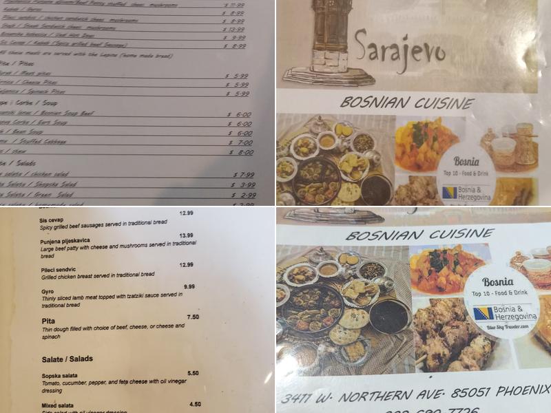 Old Town sarajevo Menu