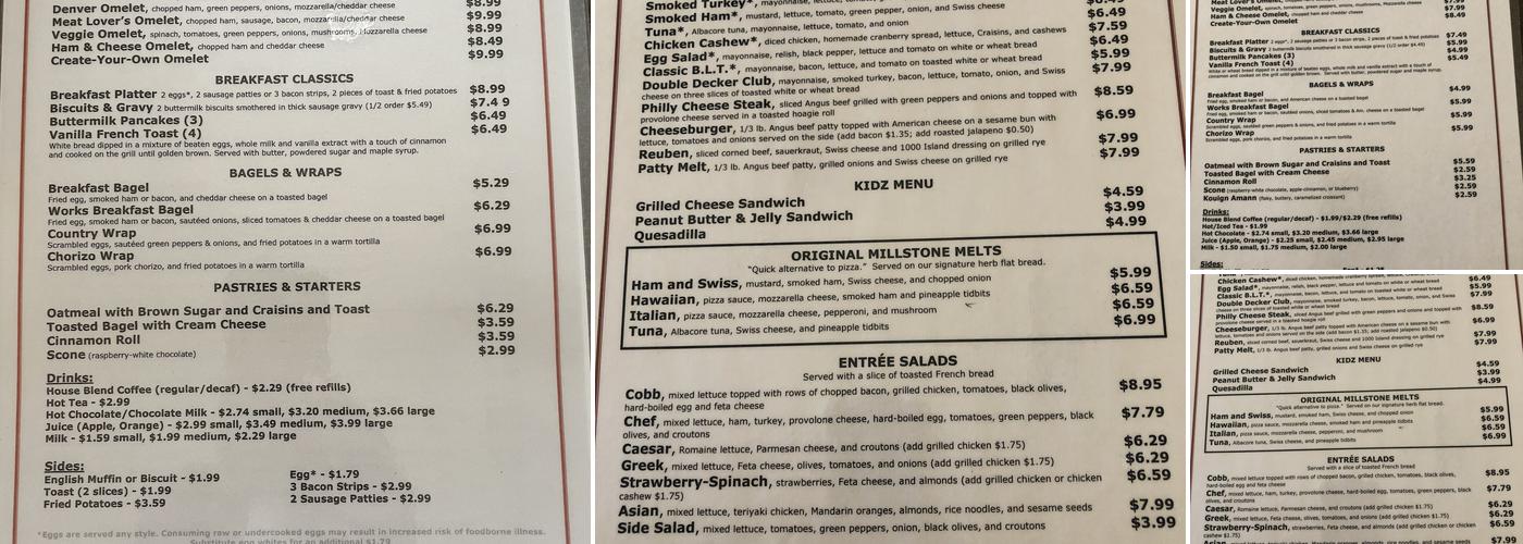 Millstone Cafe Inc Menu