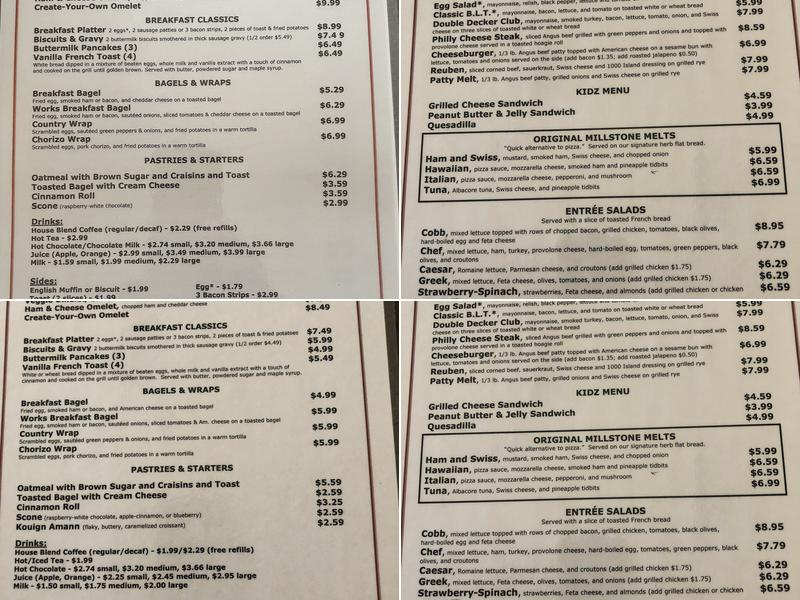 Millstone Cafe Inc Menu