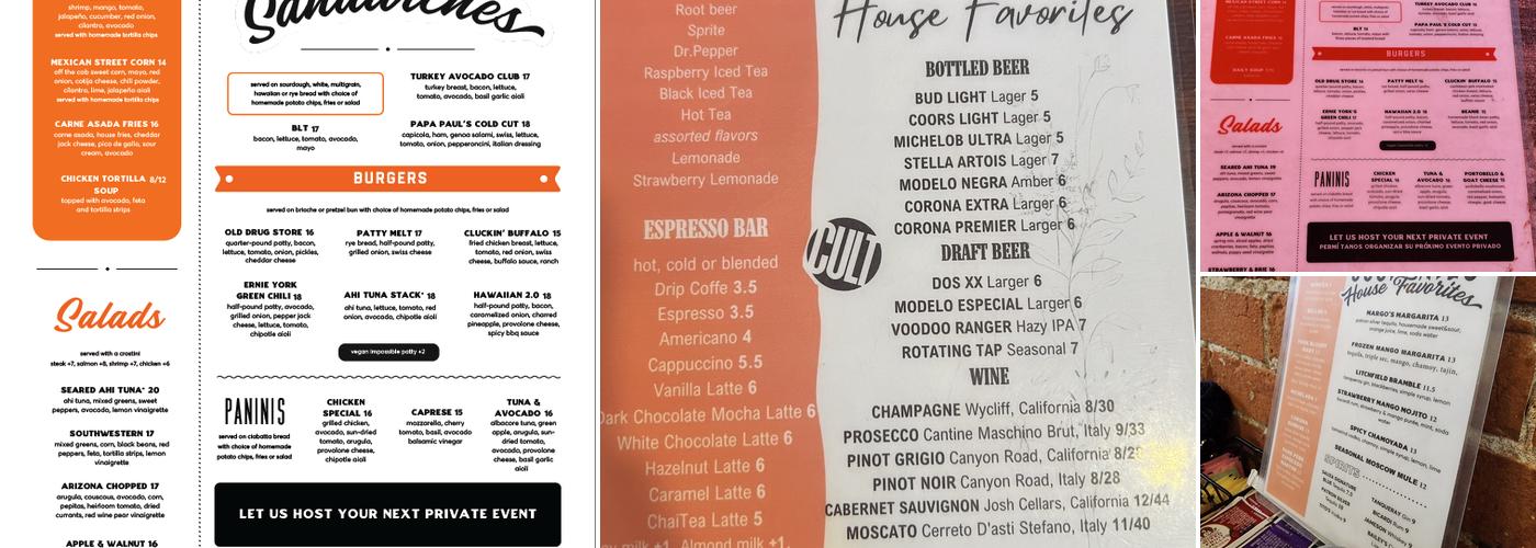 Park Cafe Menu
