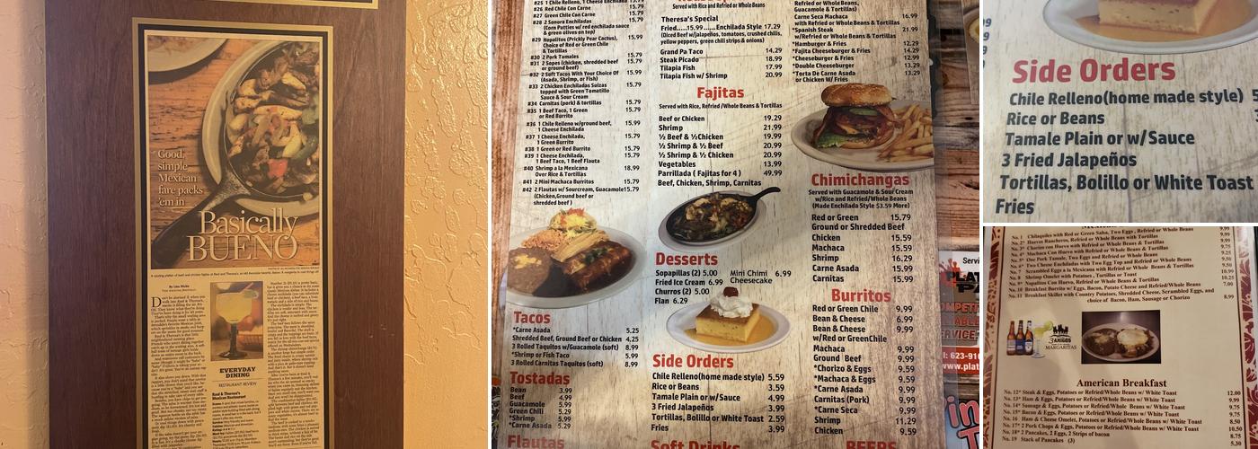 Raul & Theresa's Restaurant original Menu