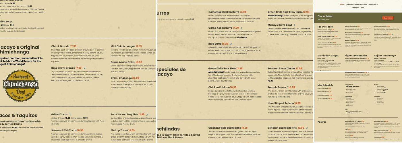 Macayo's Mexican Food Menu