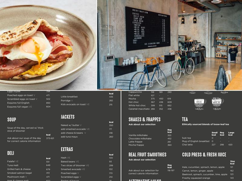 Esquires Coffee Menu