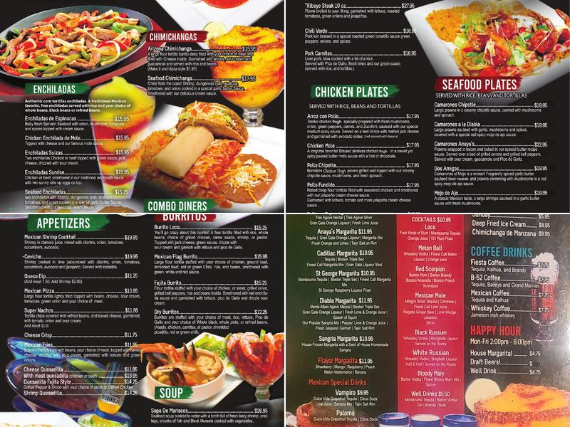 Anaya's Fresh Mexican Restaurant, Glendale Menu