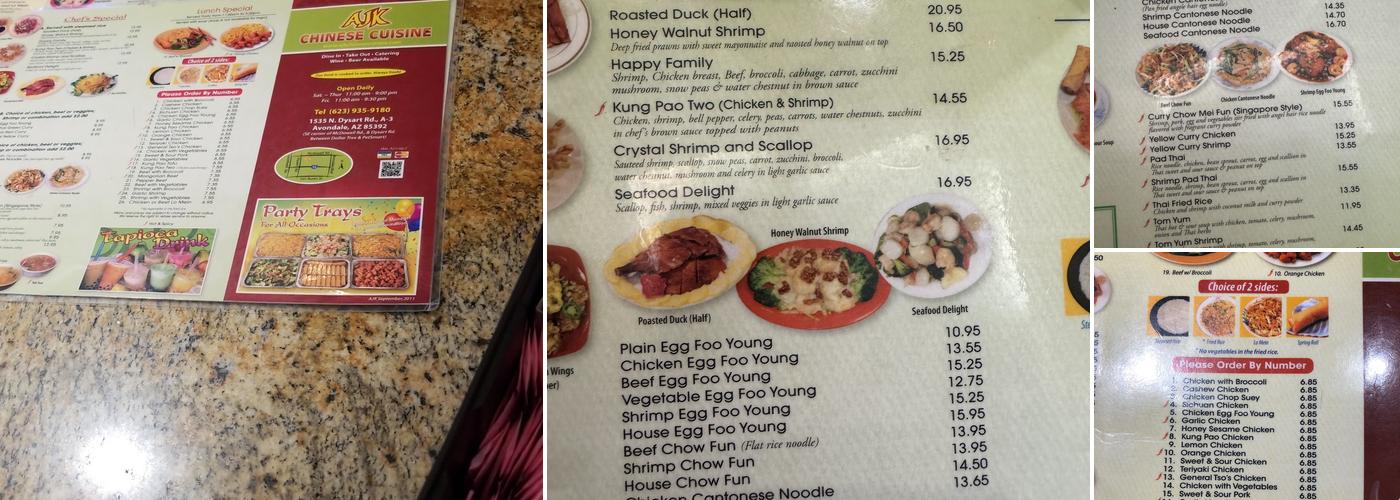 AJK Chinese Cuisine Menu