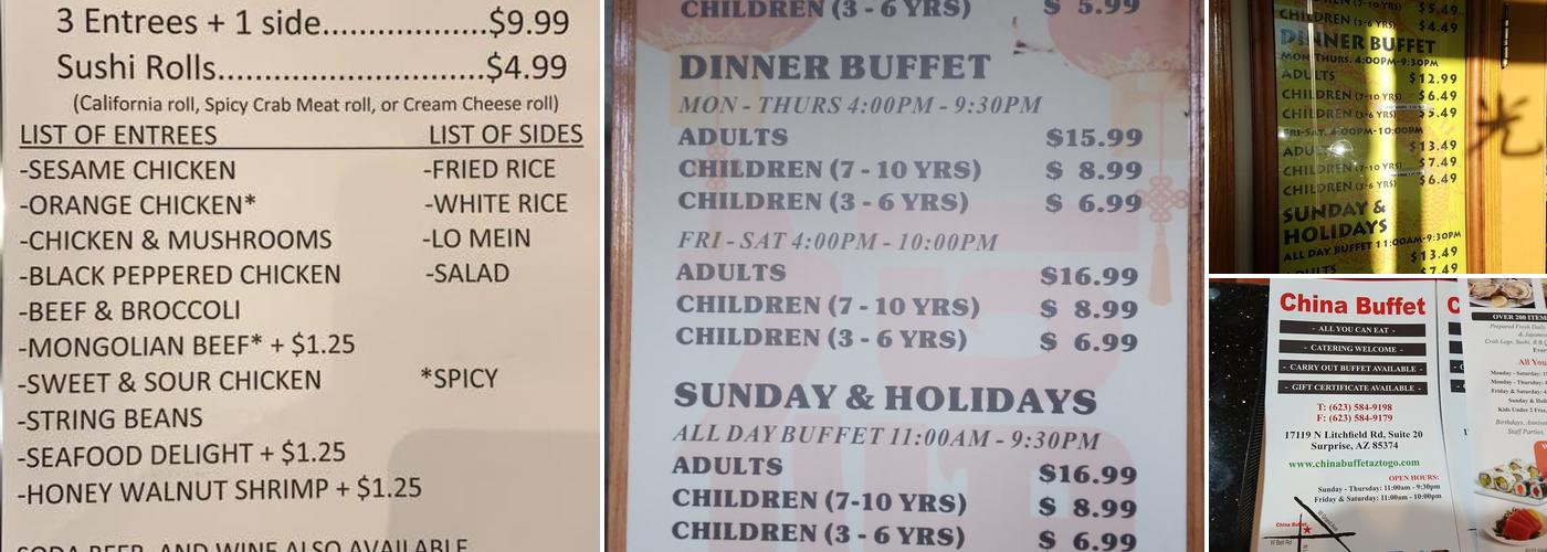 China Buffet Menu