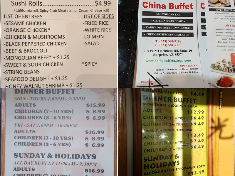 China Buffet Menu