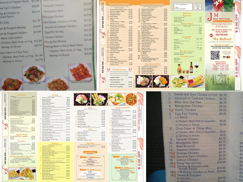 JM Chinese Cuisine Menu