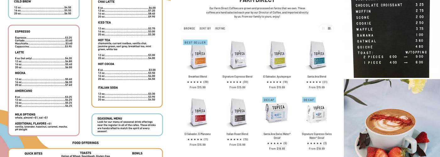 Topeca Coffee Menu