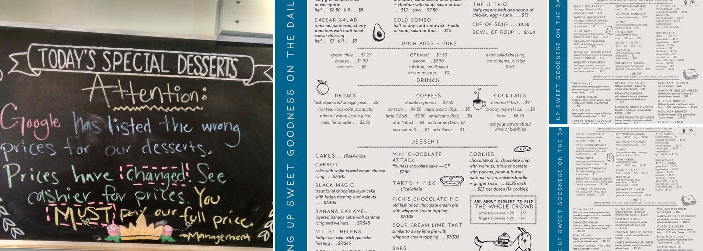 Queenies Menu