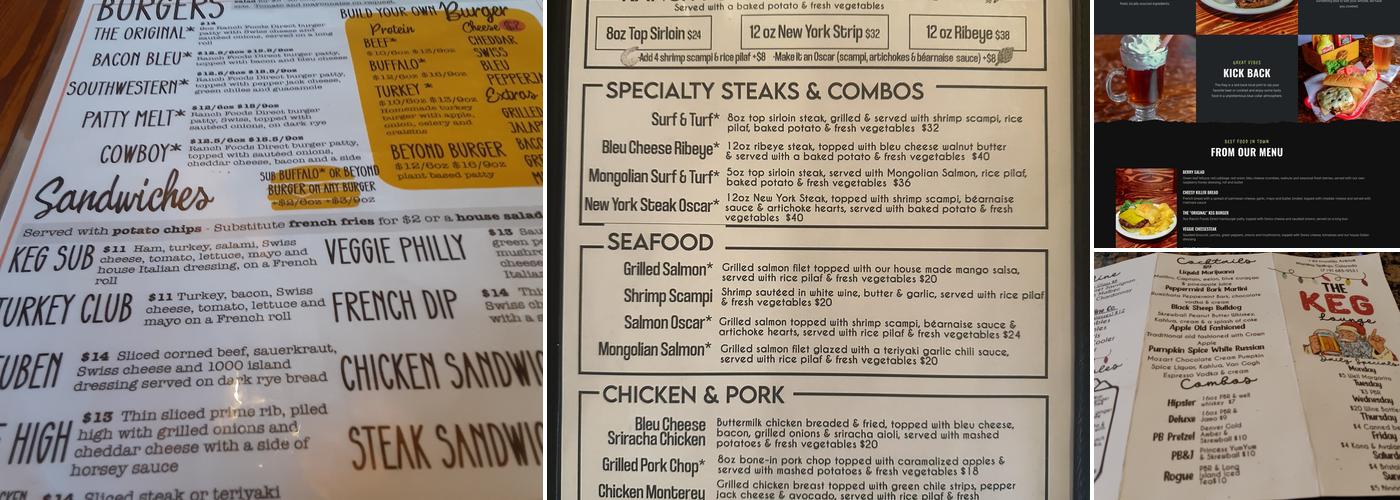The Keg Lounge Menu