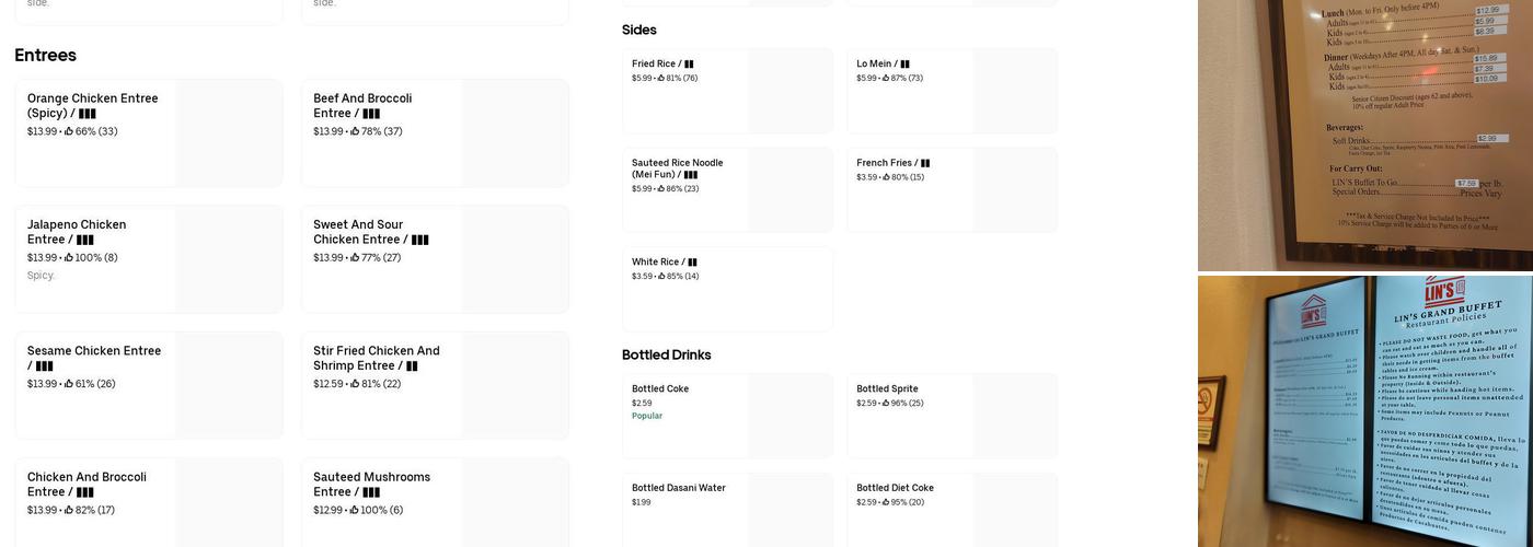 Lin's Grand Buffet Menu