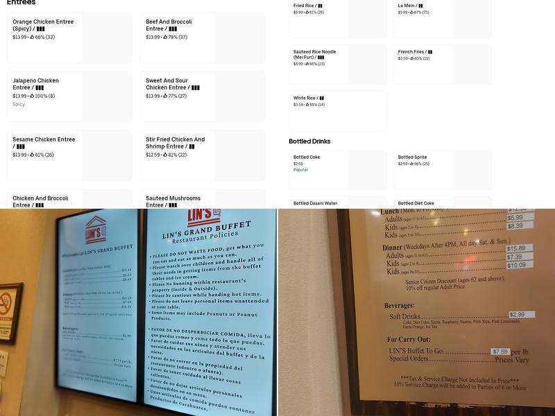 Lin's Grand Buffet Menu