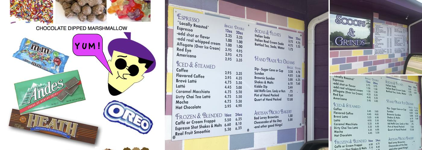 Scoops & Grinds Menu