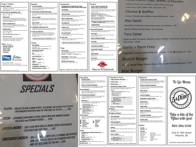 5 & Diner Menu