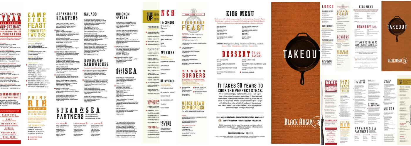 Black Angus Steakhouse Menu
