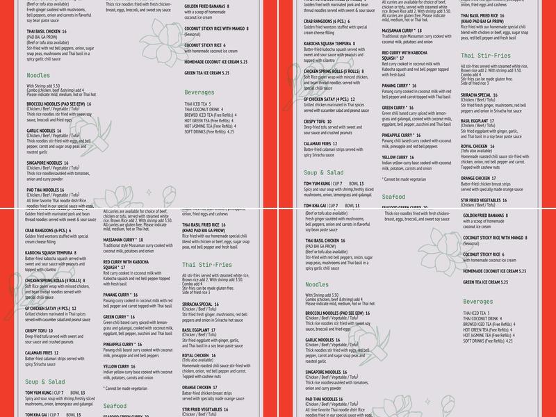 Narai Thai Restaurant Menu