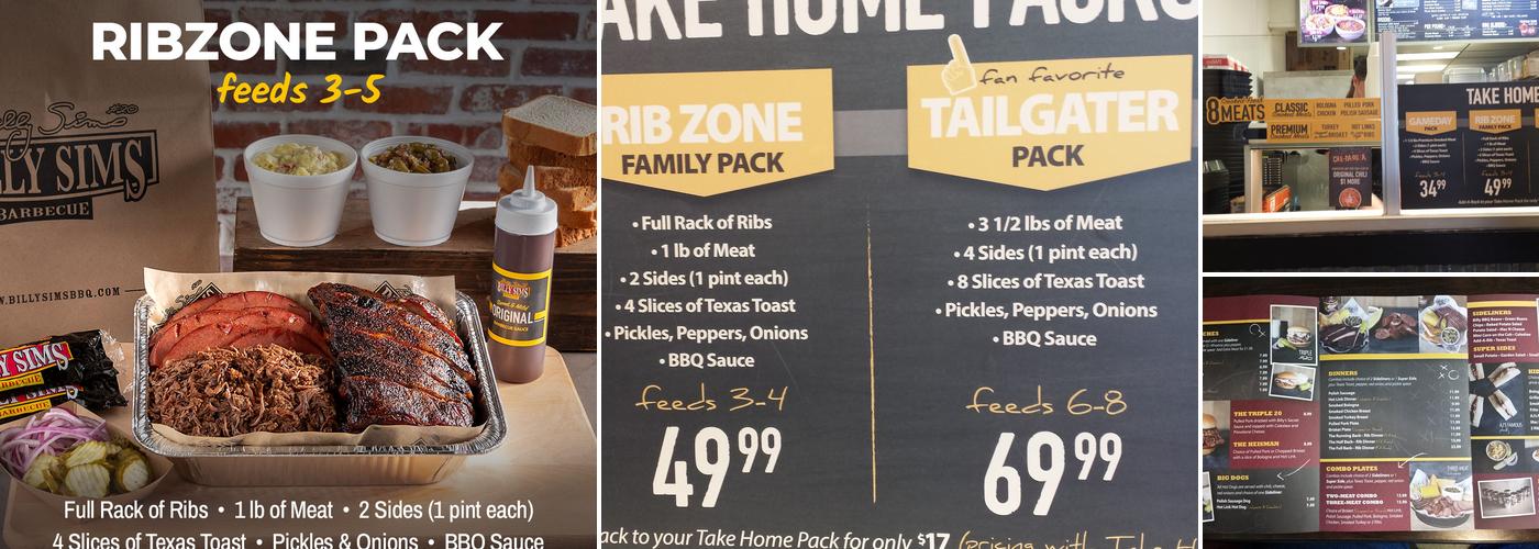 Billy Sims BBQ Menu