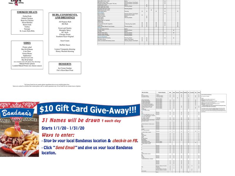 Bandana's Bar-B-Q St. Joseph Menu
