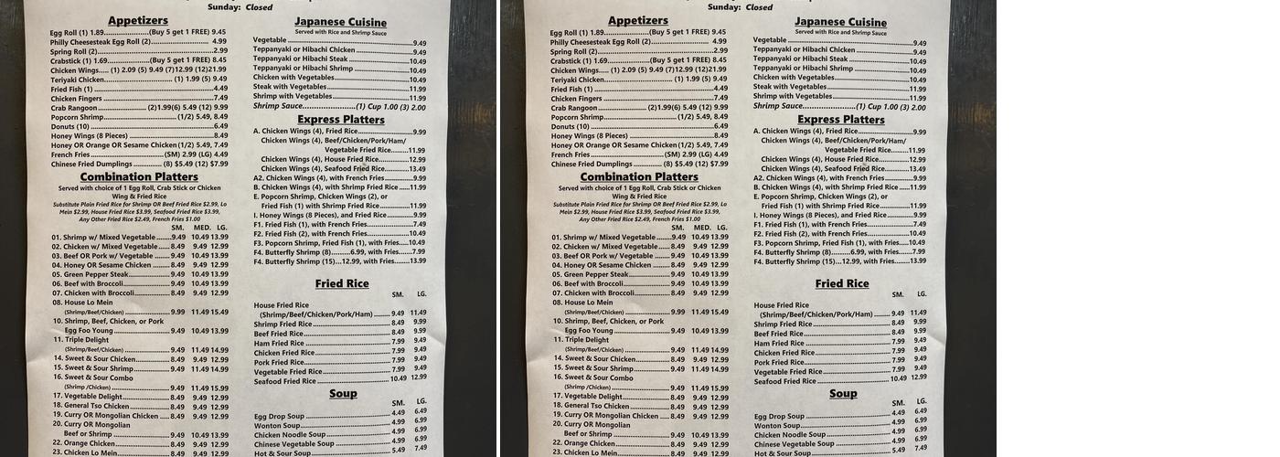 Panda Market And Restaurant Menu