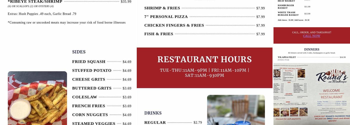 Round’s On Winthrope Menu