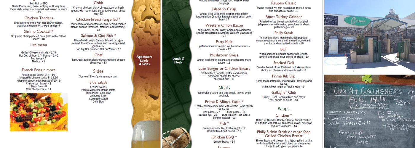 Gallagher's Dining & Pub Menu