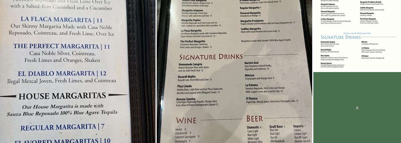 Azul Agave Menu