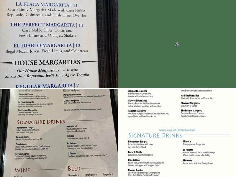 Azul Agave Menu