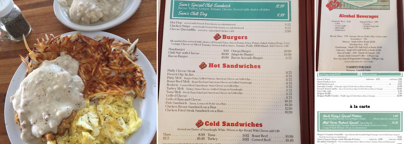 Sam's Place Menu