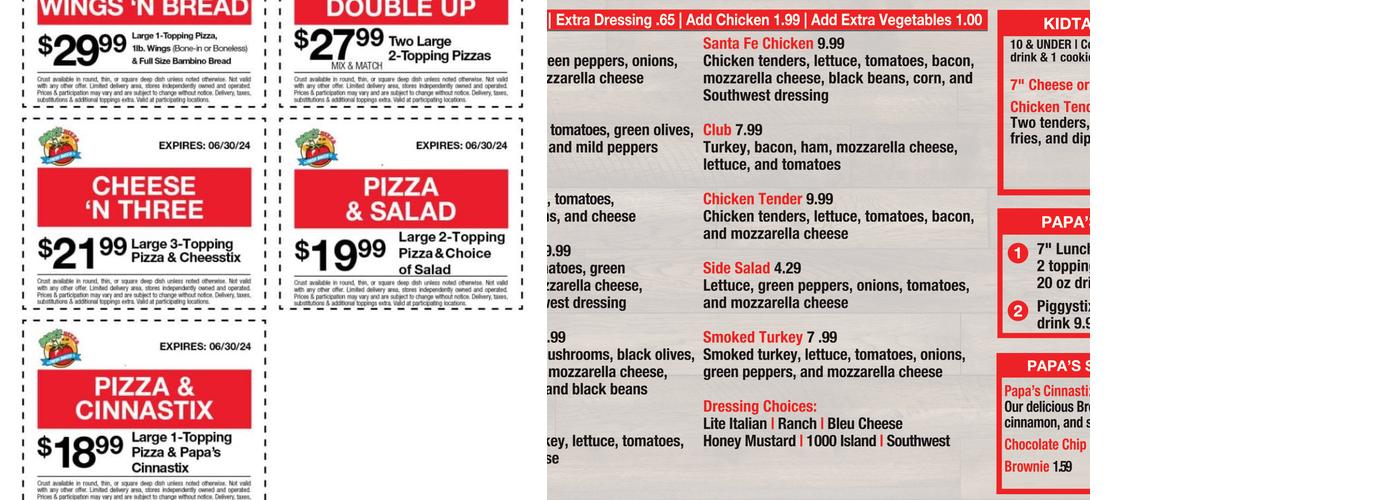 Papa's Pizza To Go Menu