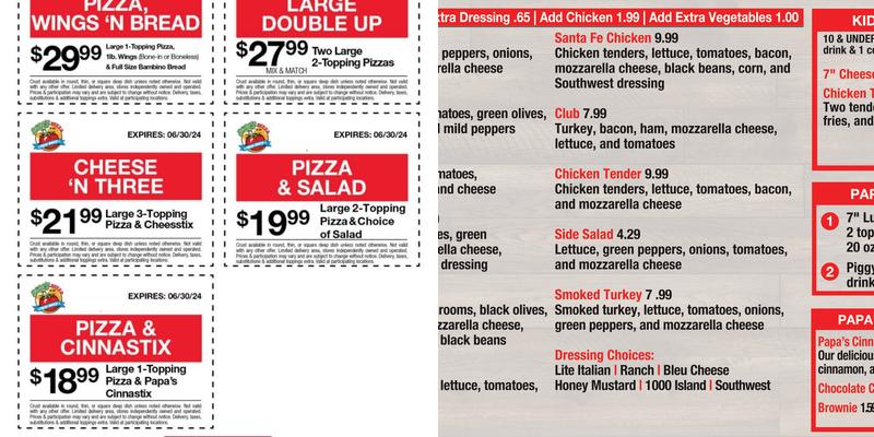 Papa's Pizza To Go Menu