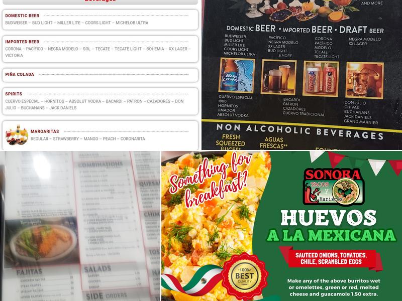Sonora Tacos Y Mariscos Menu