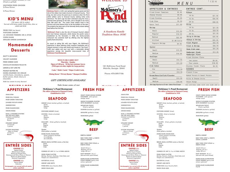 McKinney's Pond Restaurant Menu