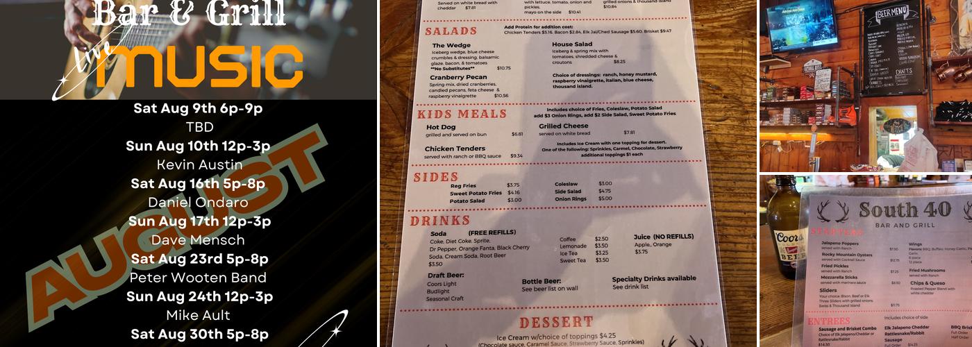 South 40 Bar and Grill Menu