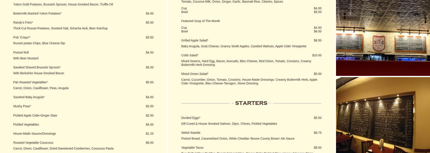 44 Stone Public House Menu