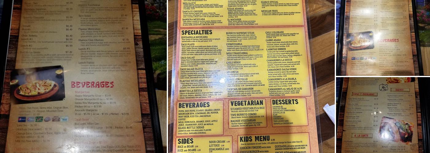 La Siesta North Menu