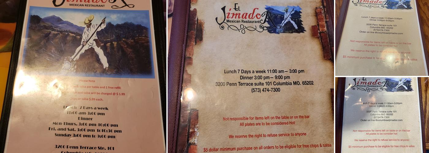 El Jimador Mexican Restaurant Menu