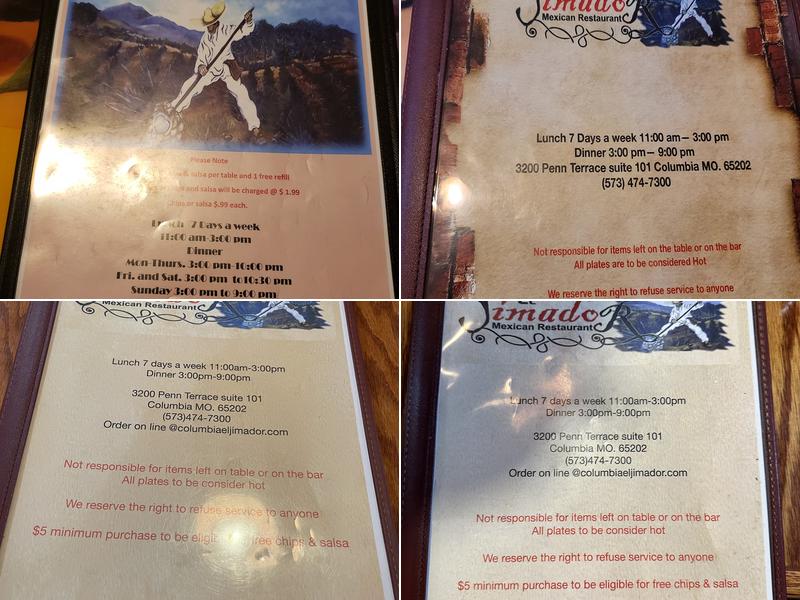 El Jimador Mexican Restaurant Menu